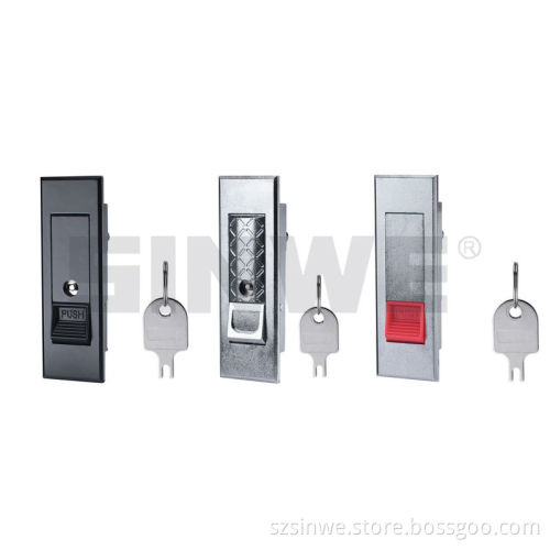 bright zinc push button cabinet lock